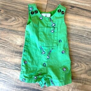 Classic Prep Green Kids Overalls with Fun Polo Embroidery!
